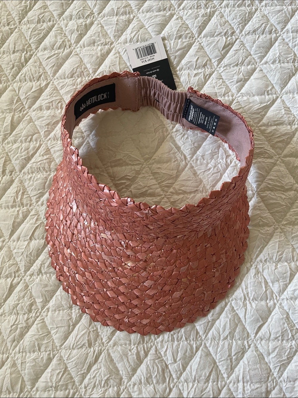 NWT Hemlock Rose Pink Woven Straw Visor